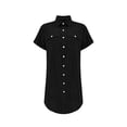 thumbnail image 6 of Blmnix Shift Woman Dress Button Down Short Dress Petticoat Short Sleeve Mini Black Collared with Pockets Casual Summer Dresses for Women,XL, 6 of 7