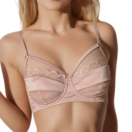 

ZMHEGW Womens Bras French Mesh Splicing Breathable Comfortable Super Thin Seamless Bralettes Underwear