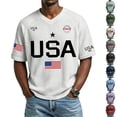 thumbnail image 4 of Men's USA Patriotic V-Neck T-Shirt American Flag Graphic Casual Tee USA 250th Anniversary Shirt, 4 of 4