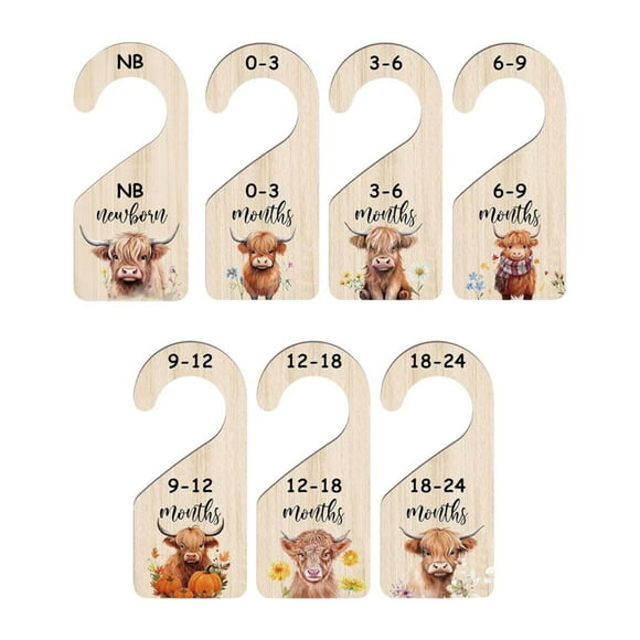 Milaget 7Pcs Wooden Closet Divider Cute Newborn Closet Dividers for Photo Props Calf pattern