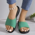 thumbnail image 2 of Xfvqtps Slide Sandals Women Micro Wedge Low Heel Open Toe Suede Soft Sole Comfortable Non Slip Breathable Summer Beach Sandals Green, 2 of 7