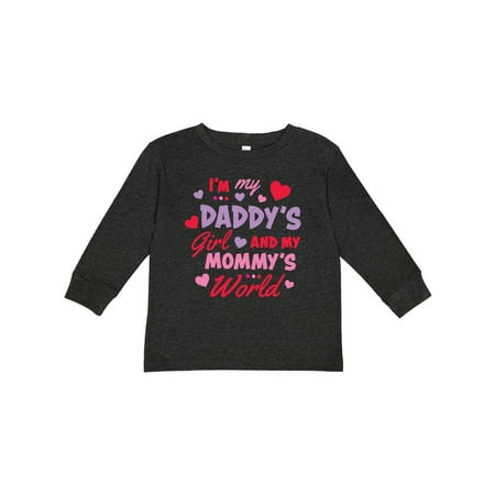 

Inktastic Valentine s Day I m My Daddy s Girl and My Mommy s World Gift Toddler Toddler Girl Long Sleeve T-Shirt