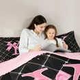 thumbnail image 5 of Manfei Kawaii Bowknot Letter Y Bedding Comforter Set, Glitter Diamond Twin Comforter Sets, Black Pink Cartoon Reversible Bedding Set, Lightweight Room Decor, 2-Piece, 5 of 8