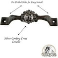 thumbnail image 2 of Urbalabs Cast Iron Kitchen Cabinet Handles and Drawer Pulls Western Concho Cross Horseshoe and Star Country Home Rustic Decor Farmhouse Cabinet Handle Cabinet Knobs (5, Silver Western Cross), 2 of 7