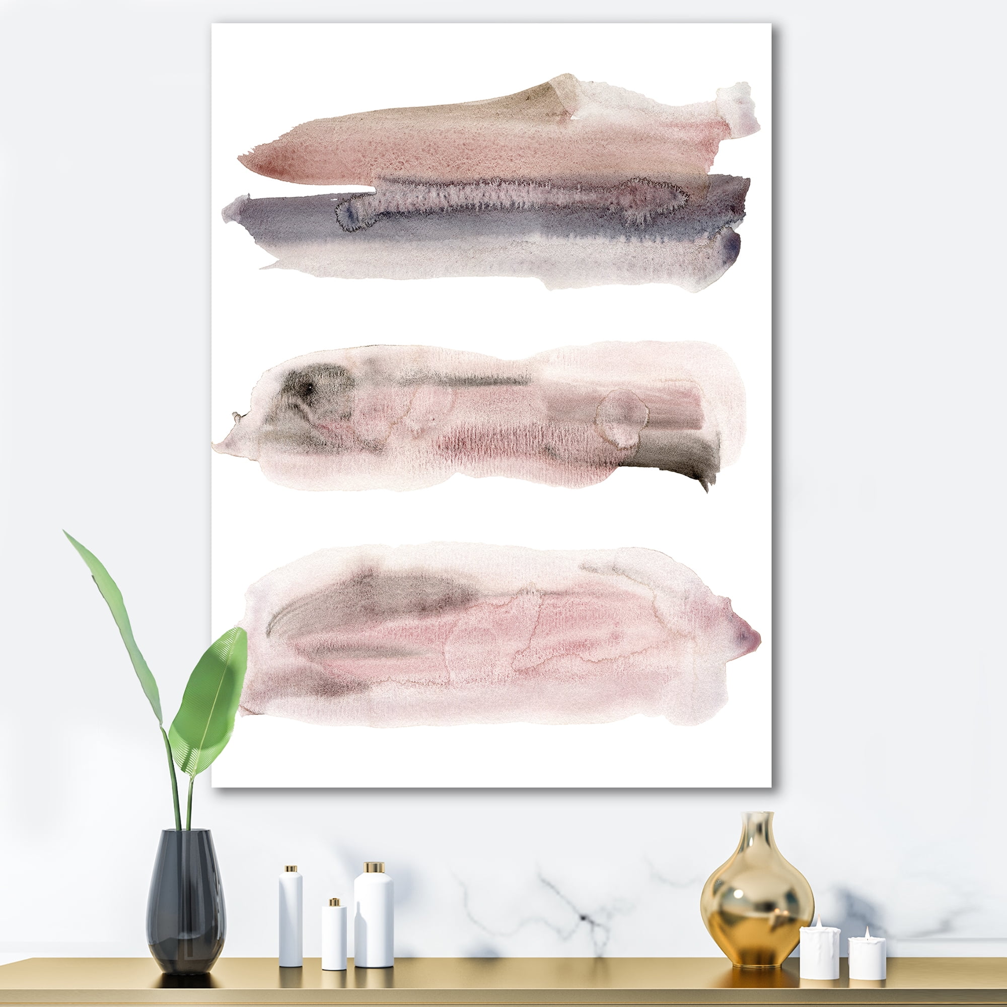 Designart ' Blue and Pink Clouds With Beige Spots II ' Modern Canvas Wall Art Print