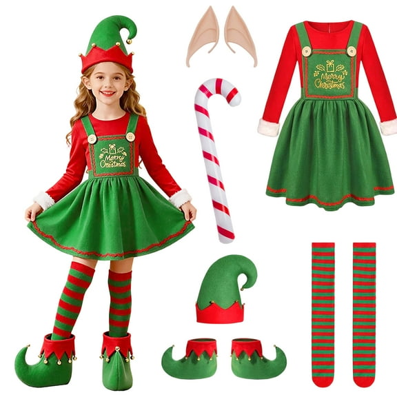 Alaiyaky Christmas Elf Costume Unisex Carnival Cosplay Outfit Accessory Unisex Fancy Dress Halloween Party