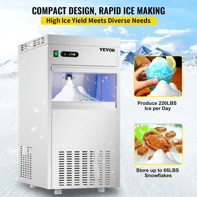 VEVOR Snow Flake Ice Maker 220lbs/100kg Snow Crusher Food Processing 380W Supermarket