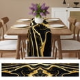 thumbnail image 6 of Black Gold Marble Short Table Runner 48 Inches Long, Modern Geometric Textured Cotton Linen Table Runners Dresser Scarves, Fabric Tabletop Scarf Furniture Cover for Home Dinner Party Decor 13"x48", 6 of 9