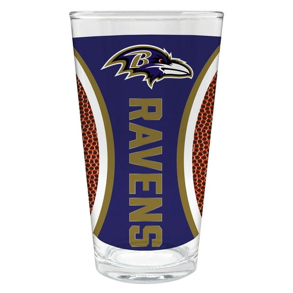 Baltimore Ravens 16 ounce team pint glass with Gameball graphic