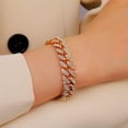thumbnail image 5 of EOEMY Punk 925 Siver Gold Rhinestone Cuban Link Chain Bracelet Bling Women Men Jewelry-Gold, 5 of 9