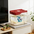 thumbnail image 3 of PLPPYFS Desktop Fish Bowl Transparent Small Fish Tank, Aquarium Goldfish Tank Starter Kit For Living Room Bedroom, Transparent Material, Water Pump Feed Holes, Unbreakable, Easy To Clean, 3 of 6