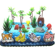 Sonic Deluxe Birthday Cake Topper Set Featuring Random Sonic Characters and Themed Decorative Accessories