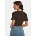 thumbnail image 6 of Women's Crew Neck Ribbed Fitted Shirt Basic Short Sleeves Summer T Shirt Tops, 6 of 7