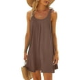 thumbnail image 2 of Riforla Women's Beach Dress Bikini Beachwear Coverups Casual Vacation Short Summer Dresses Brown L, 2 of 5