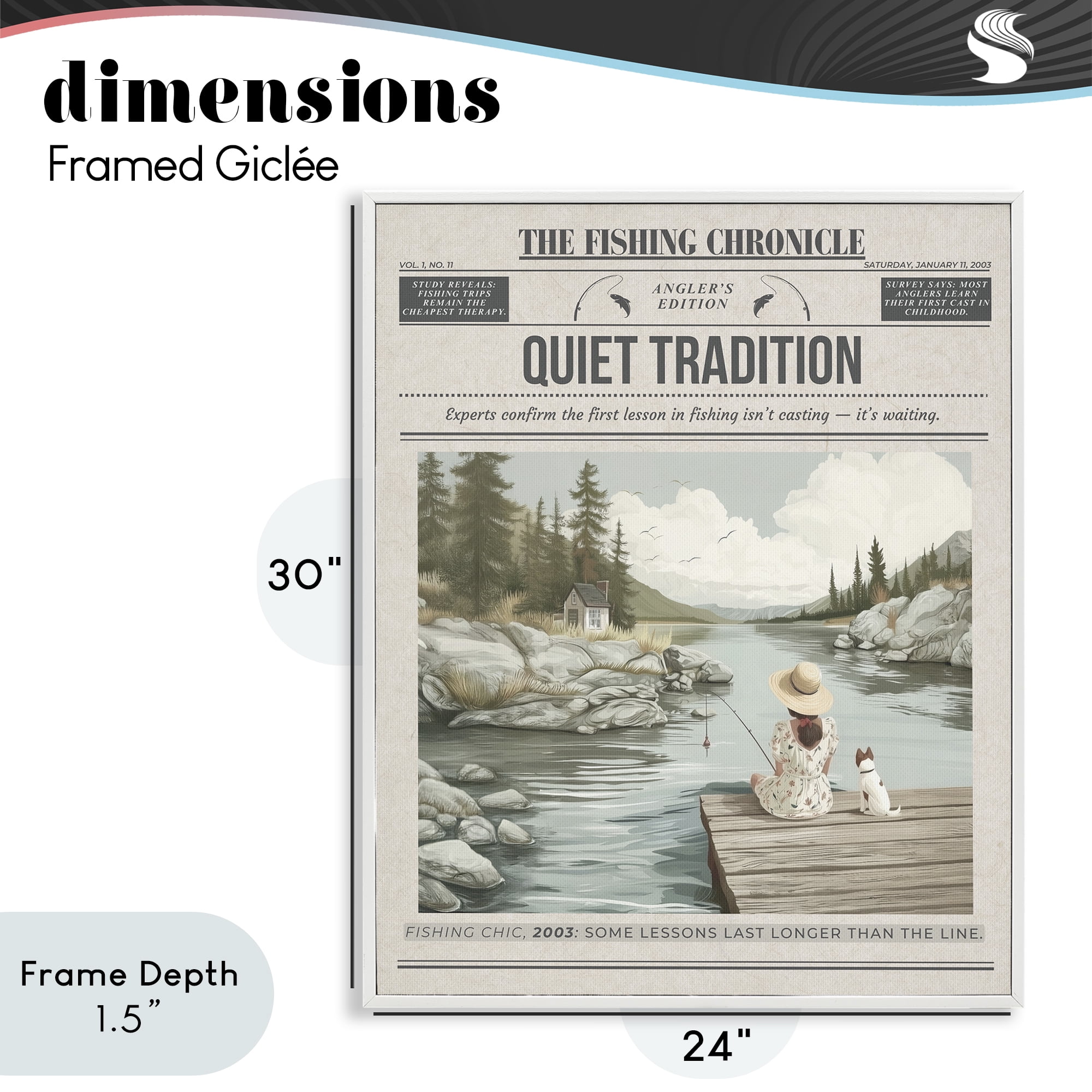 Stupell Industries Fishing Chronicle Magazine White Framed Giclee Art, design by A Barefoot Stylist