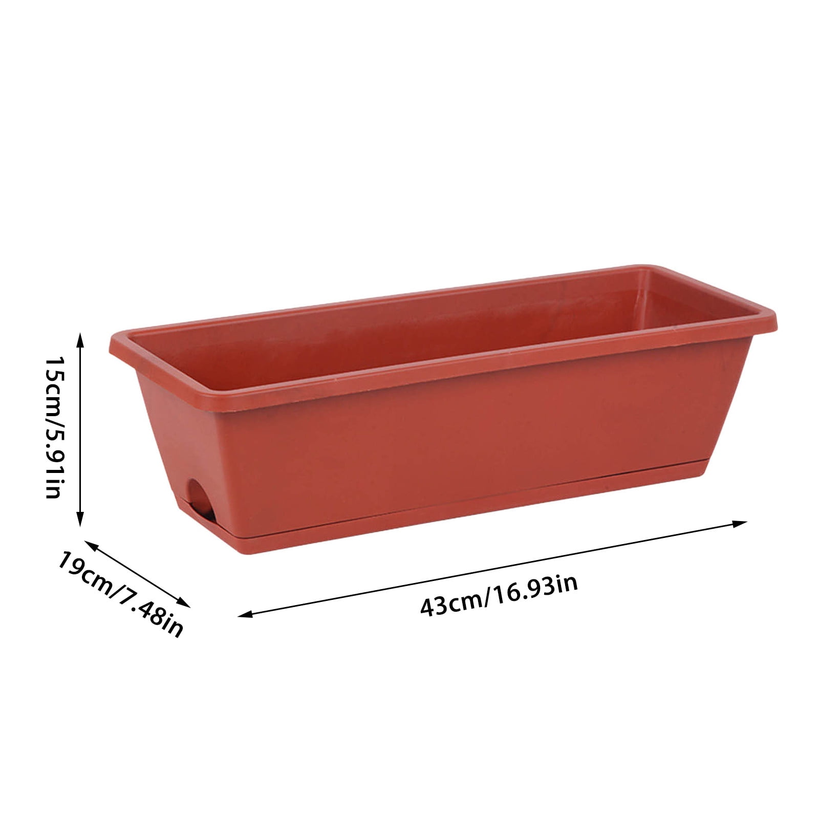 Rectangle Window Box Planter with Built-In Drainage System & Detachable Trays, 17 Inch Flower Pot for Indoor Outdoor Vegetables Herbs Flowers on Patio Balcony Windowsill Garden Decor