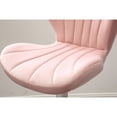 thumbnail image 6 of Pink Upholstered Barstool Set, 2 Units | 360-Degree Rotation and Height Control | Wavy Seat with Thick Foam | Footrest for Relaxed Bar Sitting, 6 of 7