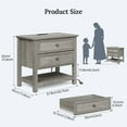 thumbnail image 4 of Holliwill 26.7" Wide Nightstand with Charging Station, Farmhouse Nightstands with 2 Drawers and Open Storage, End Table Bedside Table for Bedroom Living Room, Gray, 4 of 9