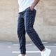 thumbnail image 1 of Pantalones largos para hombre, estilo casual, deportivo, a cuadros, con cintura elástica y bolsillos., 1 of 4