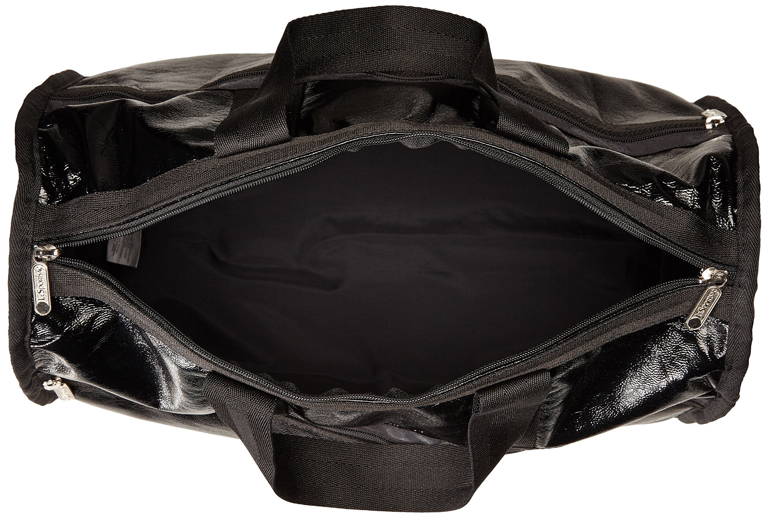 LeSportsac Medium Weekender Duffel Bag (Black Crinkle Patent) 