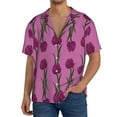 thumbnail image 3 of Xecao offers the Tulips Flowers for Men's Casual Short-sleeved Shirt, a button-up collared shirt with a pocket, perfect for beach vacations and yacht travel in the XX-Large size., 3 of 7