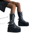 thumbnail image 7 of Womens Platform Knee High Gothic Boots Wide Calf Ladies Goth Punk Shoes Faux Leather Boots Wedge Heel Lolita Shoes Calf Boots Motorcycle Combat Buckle Boots Sale Clearance US Size 4 5 6 7 8 9, 7 of 7