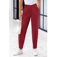 thumbnail image 4 of PRETTYGARDEN Pantalones de Mujer de Cintura Alta y Tobillo Vino Tinto XL, 4 of 8