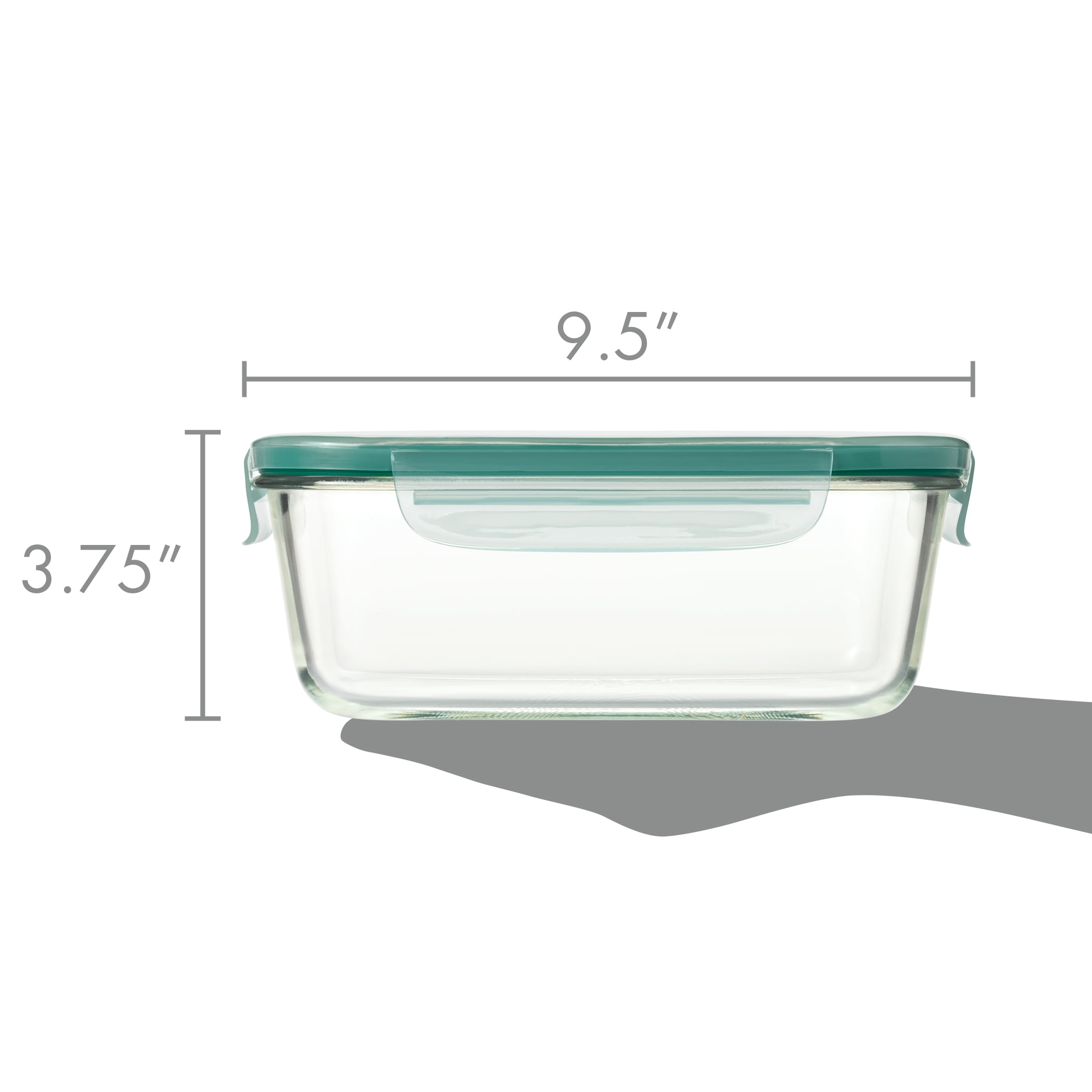 (2 pack) OXO Smart Seal 8-Cup Rectangle Glass Food Storage Container, Teal