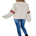 thumbnail image 2 of Pull pour Femmes Manches Longues Col Tricoté Cœur Ample Fête de Rue Chemise Décontractée Rose TG, 2 of 5