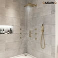 thumbnail image 5 of CASAINC Luxury Thermostatic 2-Spray Patterns 12 in. Flush Wall Mount Rainfall Dual Shower Heads with 6-Jets in Brushed Gold, 5 of 10