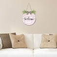 thumbnail image 6 of Coolnut Welcome Sign with Wreath for Front Door, Rustic Round Hanging Welcome Sign, Wall Housewarming Gift for Home 11.8in, Pink Polka Dot Home Decor, 6 of 7