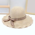 thumbnail image 2 of Women's French Style Handmade Woven Bucket Sun Hat, Wide Brim Ruffled Bow Crochet Hollow Cap, Breathable Lightweight Foldable Summer Hat for Vacation Beach Travel Coffee, 2 of 4