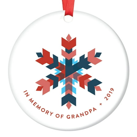 Christmas Wonderlands Uk 2019 Christmas 2019 In Memory of Grandpa Ornament Modern Wintry Wonderland Loss Of Loved One Grandfather Family Sympathy Forever Keepsake Clean Geometric Snowflake 3