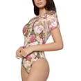thumbnail image 2 of The Xecao Rose Flowers Women's Crew Neck Body Suit, a short-sleeved bodysuit and basic swimsuit, both comfort and style for dating and daily life, 2 of 9