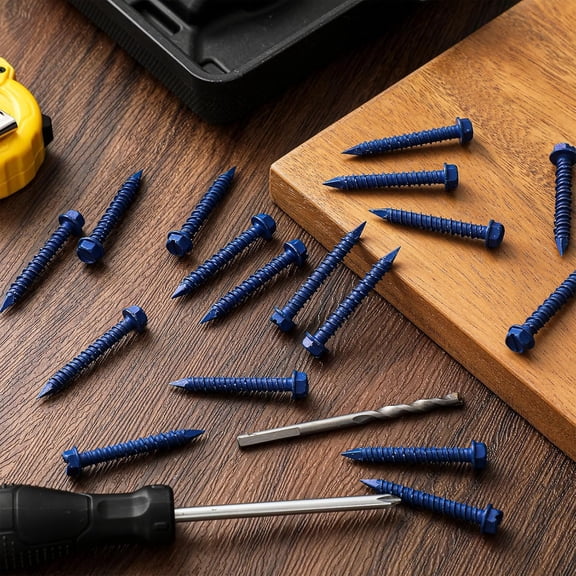 Hex Head Concrete Screws Anchor with Drill Bits for Masonry, Block, Brick, Cement, Stucco, and Wood Fastening