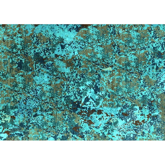 Ahgly Company Indoor Rectangle Oriental Turquoise Blue Industrial Area Rugs, 2' x 3'