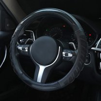 Luxury 3D Honeycomb Steering Wheel Cover Leather Sporty Anti-Slip Great Grip 15 Inch Universal Steering Wheel Cover for Men Women, Black