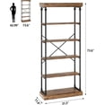 thumbnail image 2 of Bingirl 74 - Inch Brown 6 - Tier Book Rack with Metal Frame and Wooden Shelves - Storage Organizer for Home, Office, Living Room or Kitchen, 2 of 6