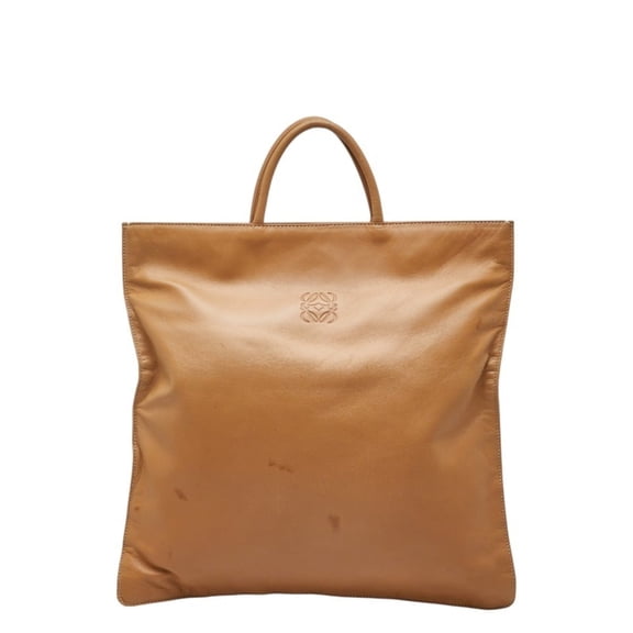 Pre-Owned LOEWE Anagram Tote Bag, Beige Leather, Women's