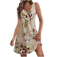 thumbnail image 2 of Sakmal Floral Sundresses for Women 2024 Comfy Loose Fit Sleeveless Comfort Fit Beige Mid-Length Slip Dress, 2 of 6