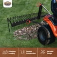 thumbnail image 3 of Field Tuff 3 Point 72 Inch Durable Powder Coated Steel Pine Straw Rake, Black, 3 of 6