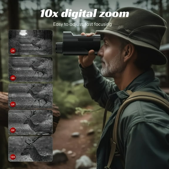 [5W Night Vision Goggles] 5W High-Power Infrared Night Vision Goggles with 10x Digital Zoom | 2" HD Display, Starlight Sensor, 800m Range, USB/Battery Powered