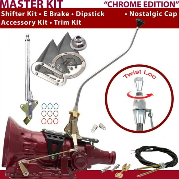 American Shifter FMX Shifter Kit Chrome 23 in. Swan E Brake Cable Clevis Trim Kit Dipstick for DE068