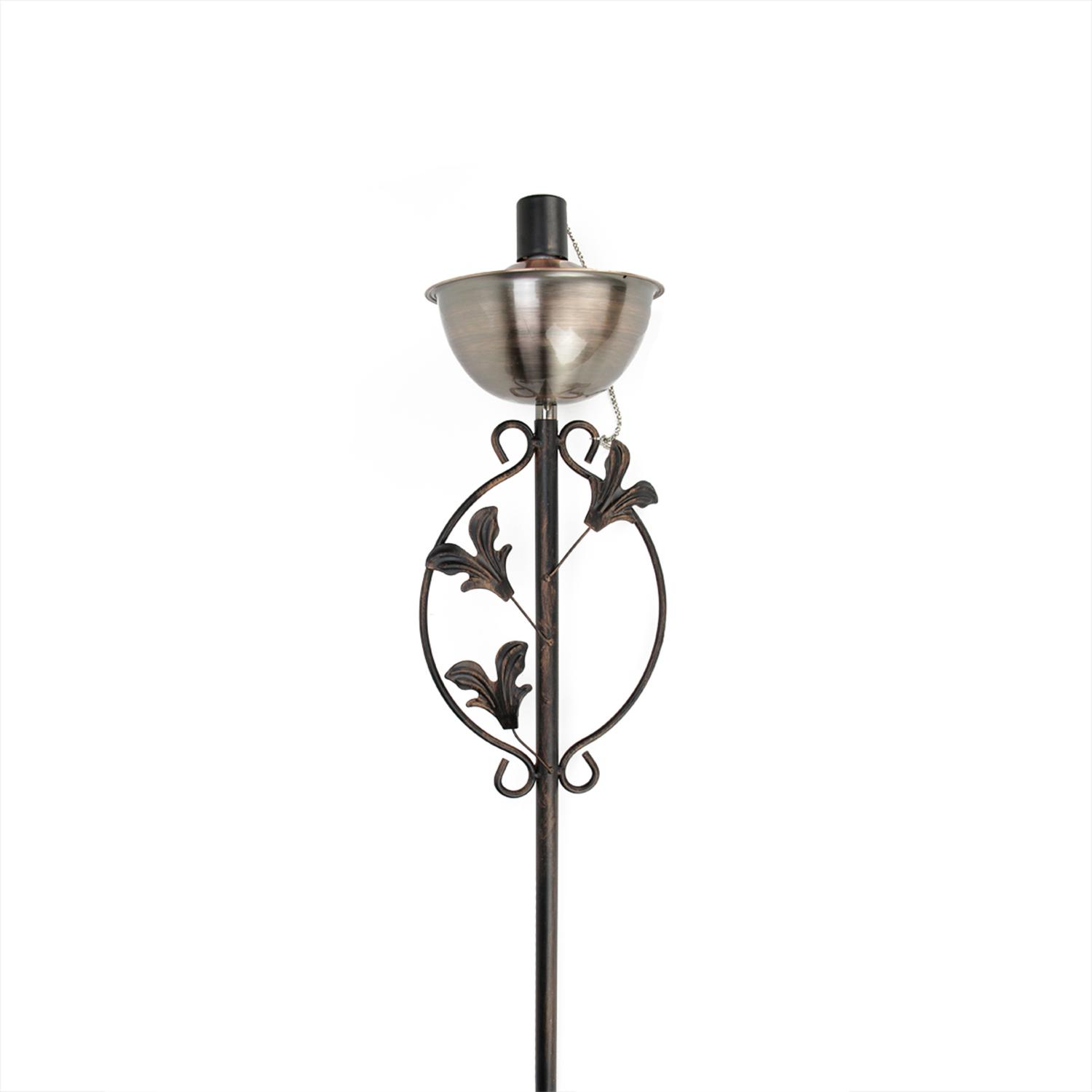 64.5" Brushed Copper Floral Motif Garden Oil Lamp Outdoor Patio Torch by DAK