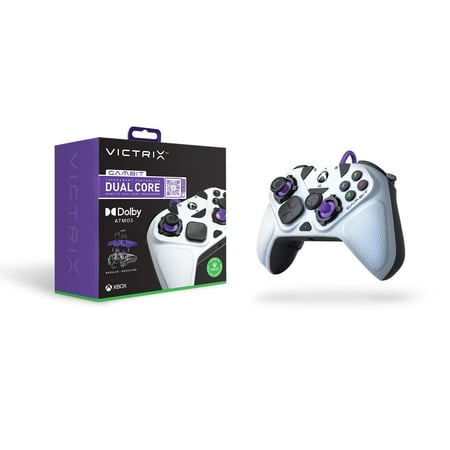 PDP - Victrix Gambit World's Fastest Licensed Xbox Controller, Elite Esports Design - Xbox One, Series X|S, Windows 10 - White & Purple