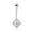 White, variant on AVORA 10K Yellow Gold 4mm Princess-Cut Simulated Diamond CZ Halo Belly Button Ring Body Jewelry (14 Gauge)