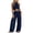 Navy, variant on Two Piece Outfit Sets for Women Dressy Casual Plus Size Summer 2026 Solid-Color Sleeveless Top Pocket Elastic Waist Pants Outfit Sets