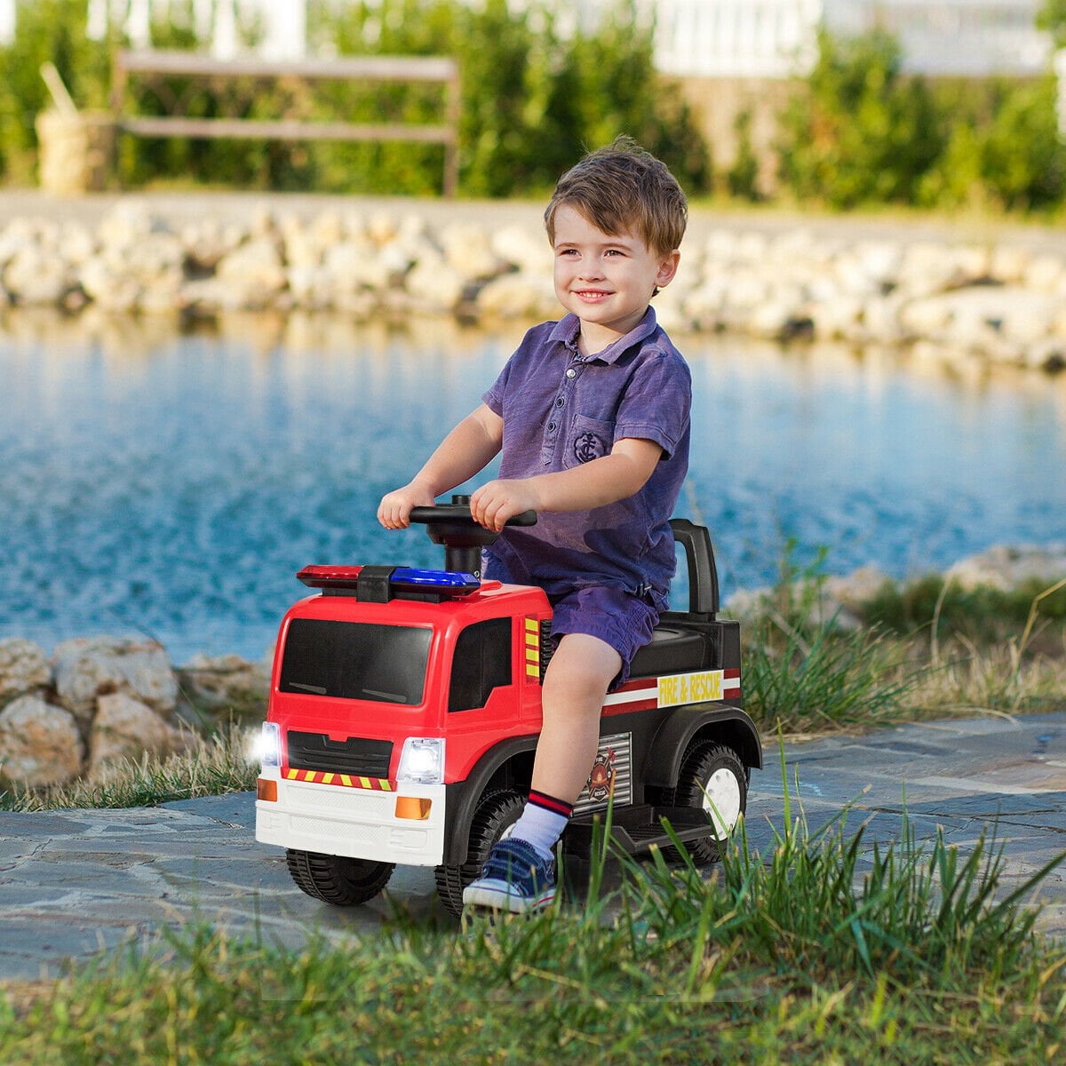 Private Jungle 6V Electric Cars for Kids, Kids Ride On Fire Truck, Battery Powered Electric Vehicle w/ Siren Headlights,Red Private Jungle 6V Electric Cars for Kids, Kids Ride On Fire Truck, Battery Powered Electric Vehicle w/ Siren Headlights,Red