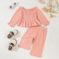 thumbnail image 2 of NOLDARES Toddler Baby Girl Clothes Cute Long Sleeve Sweatshirt Fall Winter Outfits Kids Pullover Pants 2Pcs Set(Pink,130（2-3Y）), 2 of 6