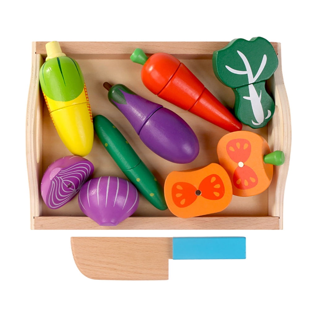 Ruziyoog Wooden Toys for 2 Year Old Pretend Play Food Set for Kids Play